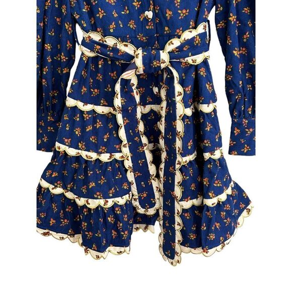 CeliaB Karisismi Tiered Scalloped Trim Mini Dress Blue Women's Size Large - Picture 4 of 14